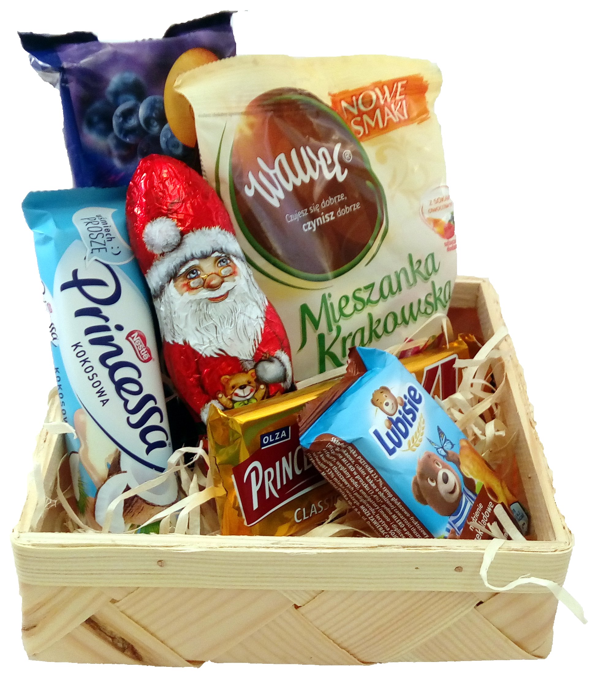 Zestaw słodyczy w koszyku - mikołaj święta prezent