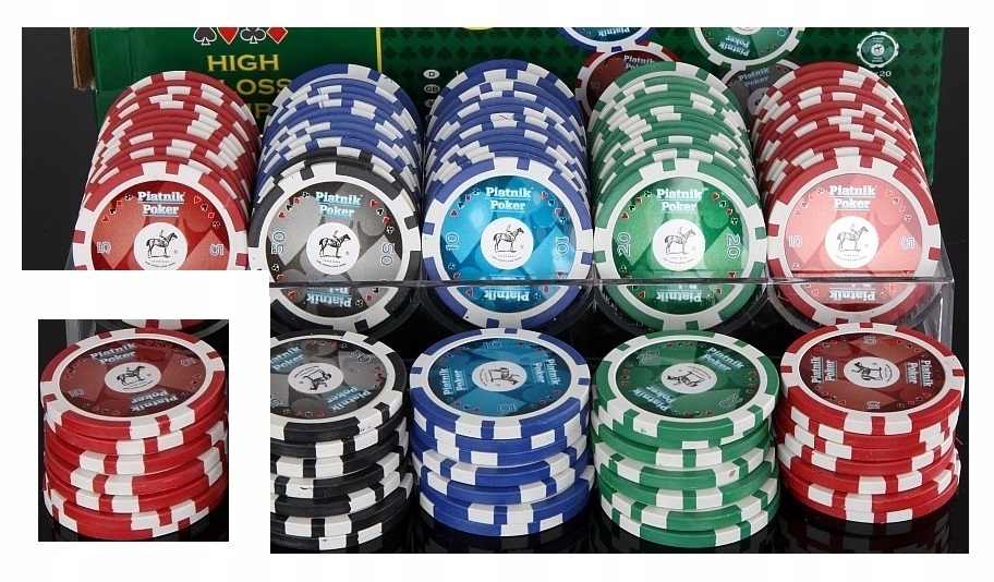 PIATNIK POKER żetony 25szt. nominał 5 czerwone