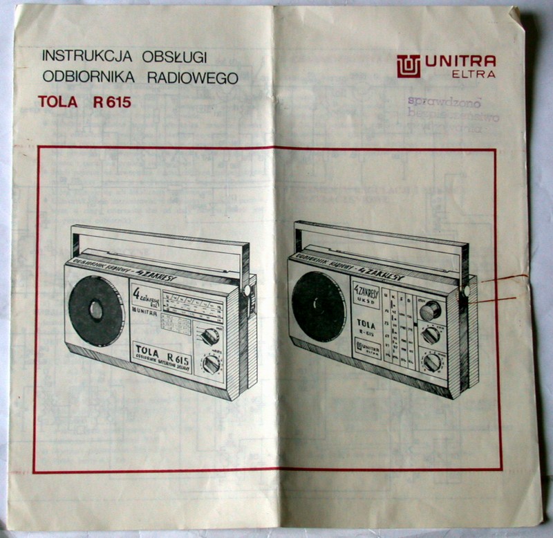 Instrukcja +schemat radio TOLA  R615 Unitra Eltra!