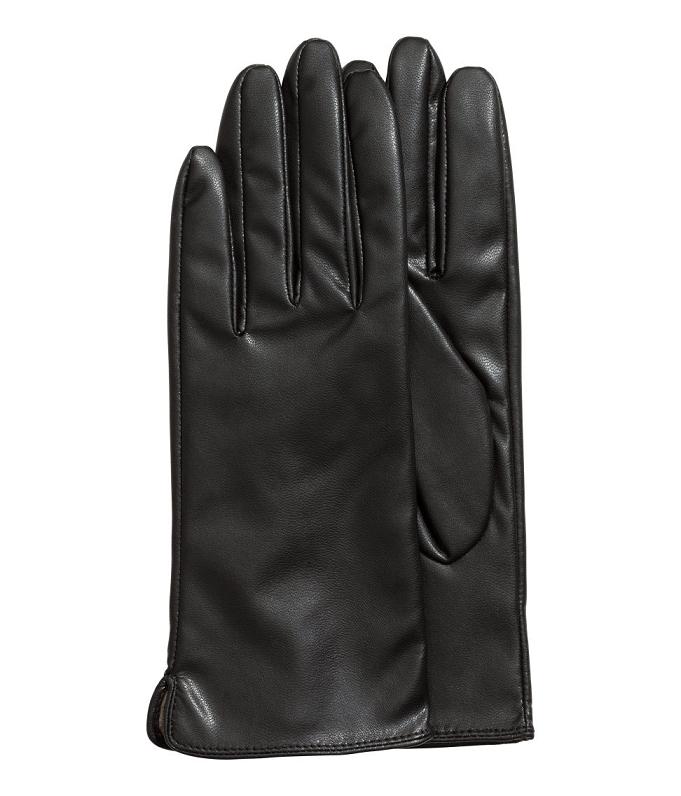 H&M czarne, skórzane rękawiczki damskie M !