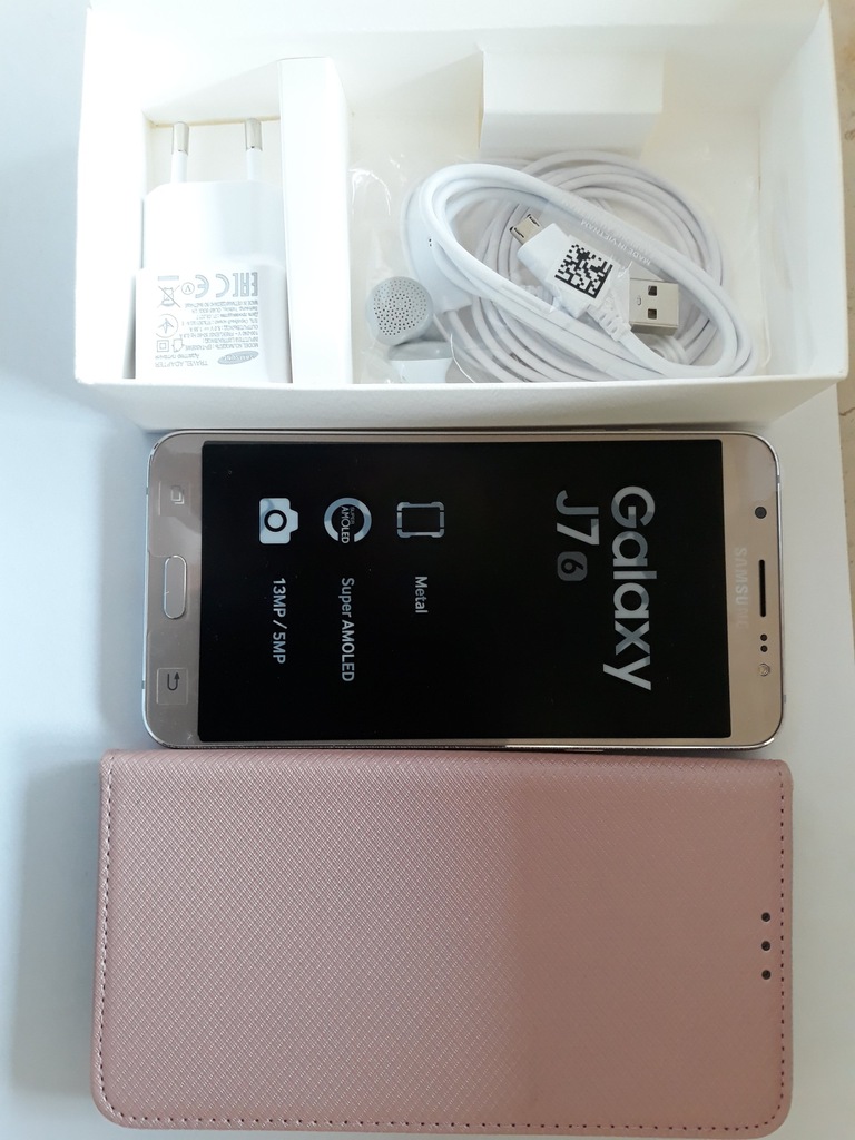 Smartfon telefon Samsung Galaxy J7 2016 złoty+Etui