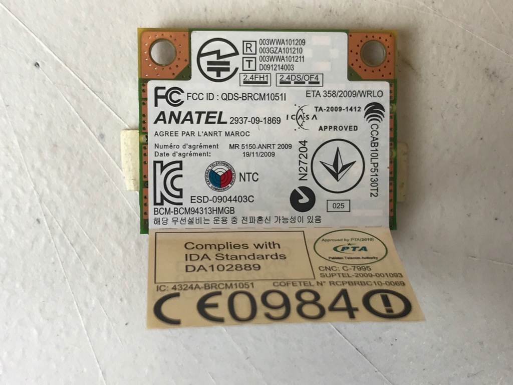 Karta WiFi Anatel BCM94313HMGB LENOVO G580 G585 FV