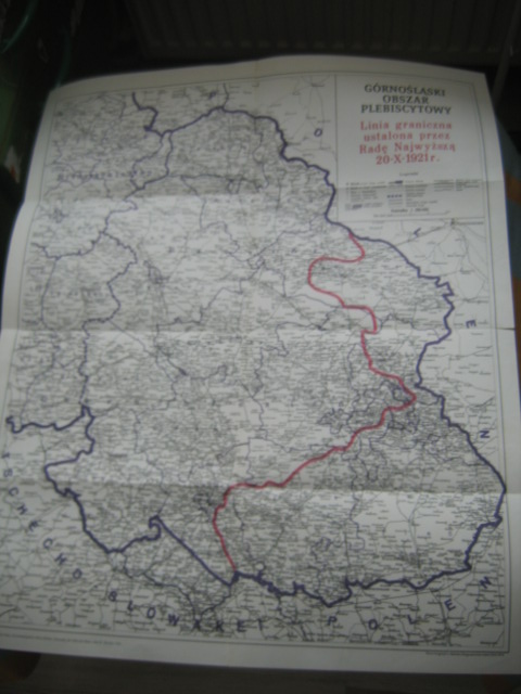 Górny Śląsk - obszar plebiscytowy duża mapa