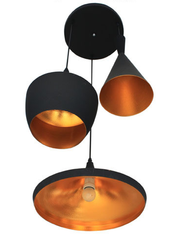LOFTHOME STYLOWA LAMPA LOFT POTRÓJNA CZARNO ZŁOTA