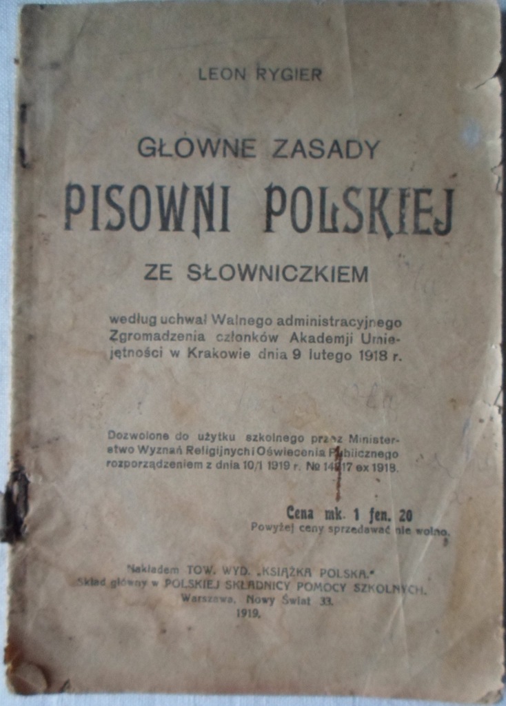 Leon Rygier Główne zasady pisowni polskiej