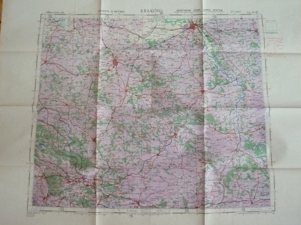 Kraków i okolce.- mapa 1:500.000 RAF II wojna