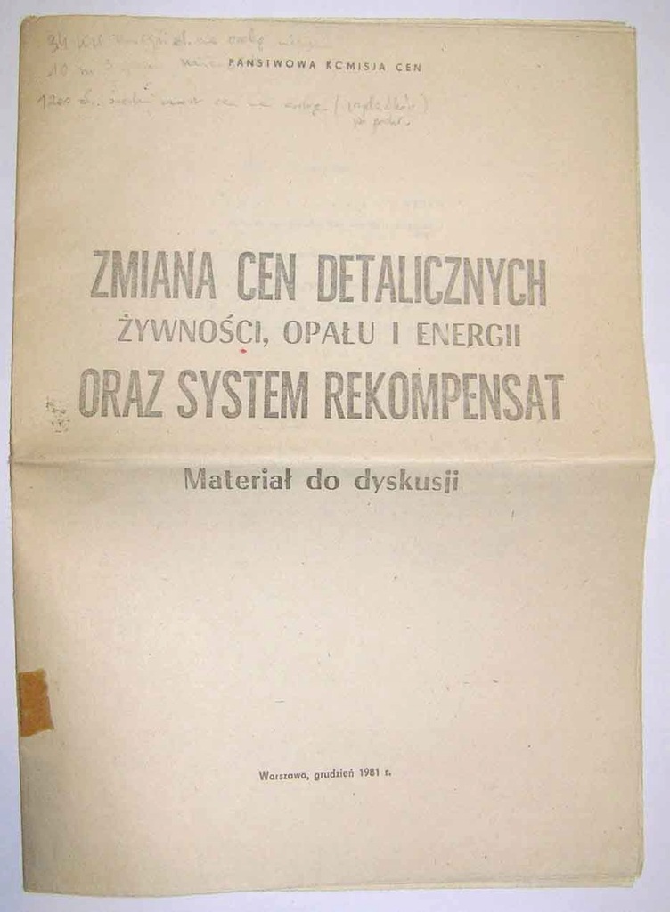 ZMIANA CEN DETALICZNYCH W PRL - GRUDZIEŃ 1981 ROK