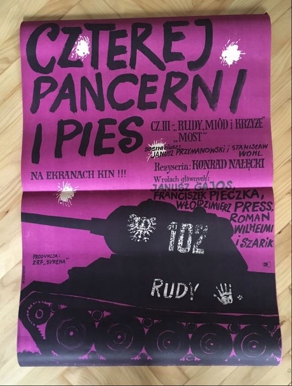 Oryginalny plakat filmowy Czterej pancerni i pies