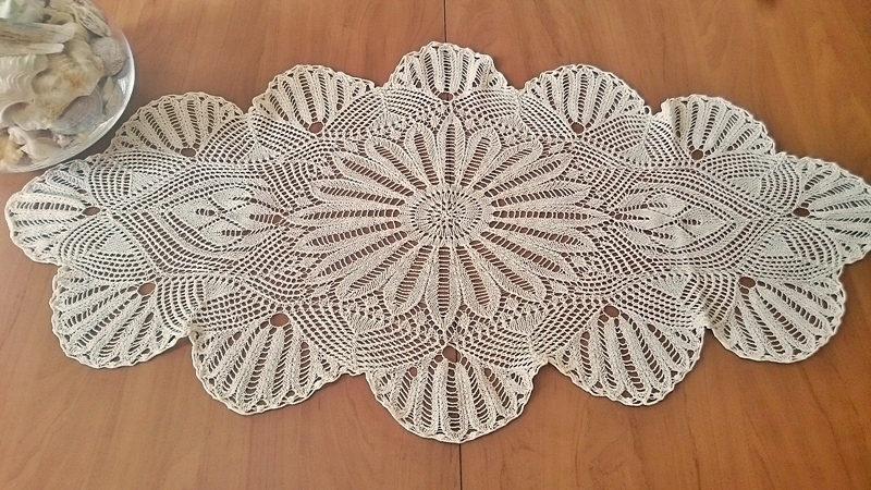 serweta bieżnik na drutach kremowy 88 x 48 cm