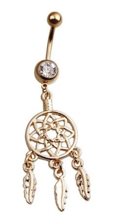kolczyk do pępka złoty łapacz snów dreamcatcher