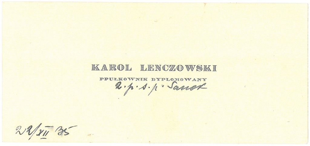 Wizytówka - ppłk dypl. Karol Lenczowski