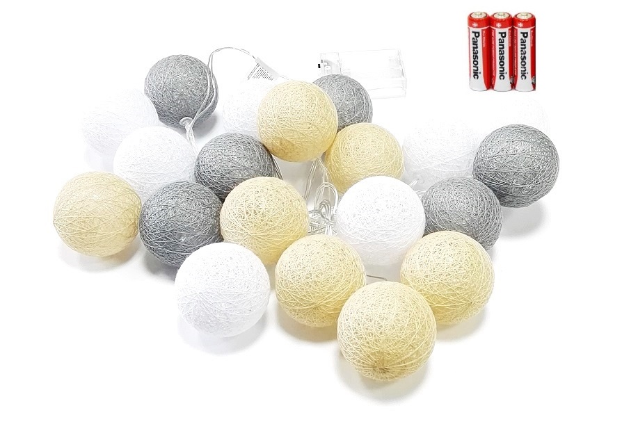 X94 COTTON BALLS ŚWIECĄCE KULE LED 20szt + BATERIE
