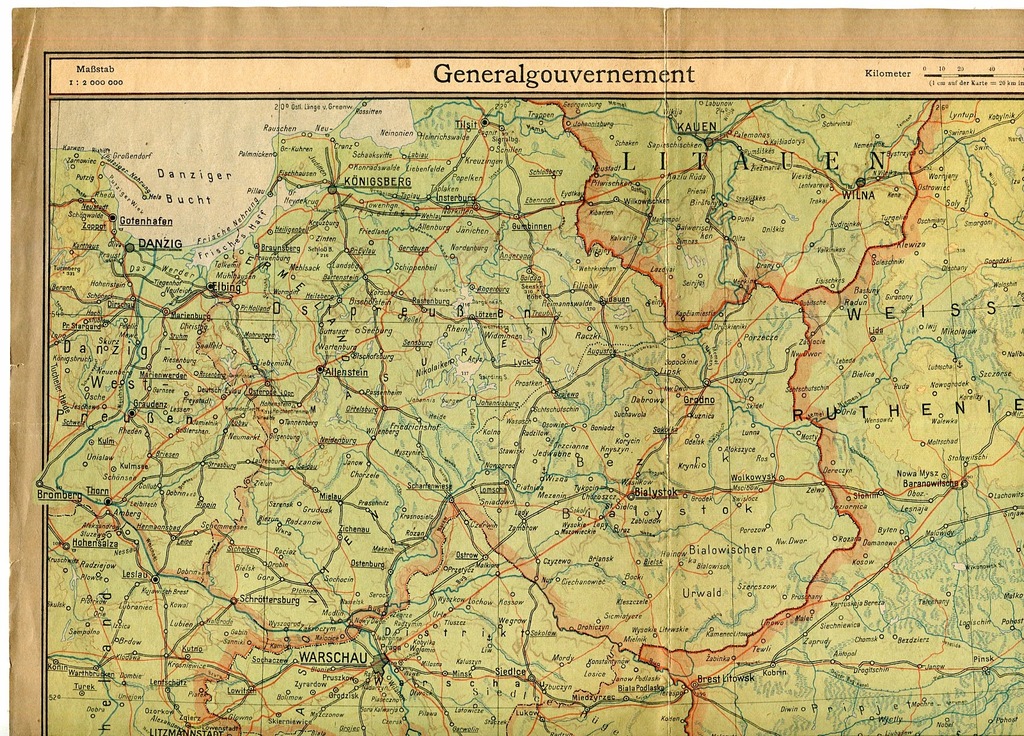 POLSKA - OKUPACJA :: mapa fizyczna : ok. 1941/43