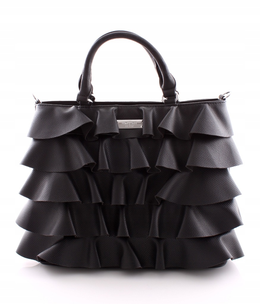 EVA MINGE CZARNA FALBANKA NOWOŚĆ TOREBKA LISTONOSZ 7682580646