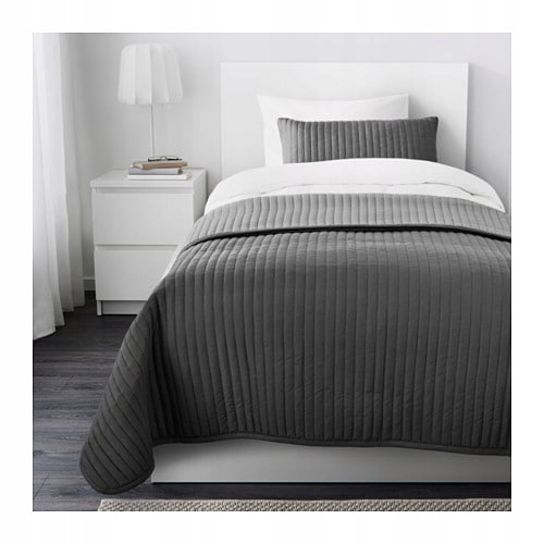 IKEA narzuta i poszewka KARIT 180x280 szara