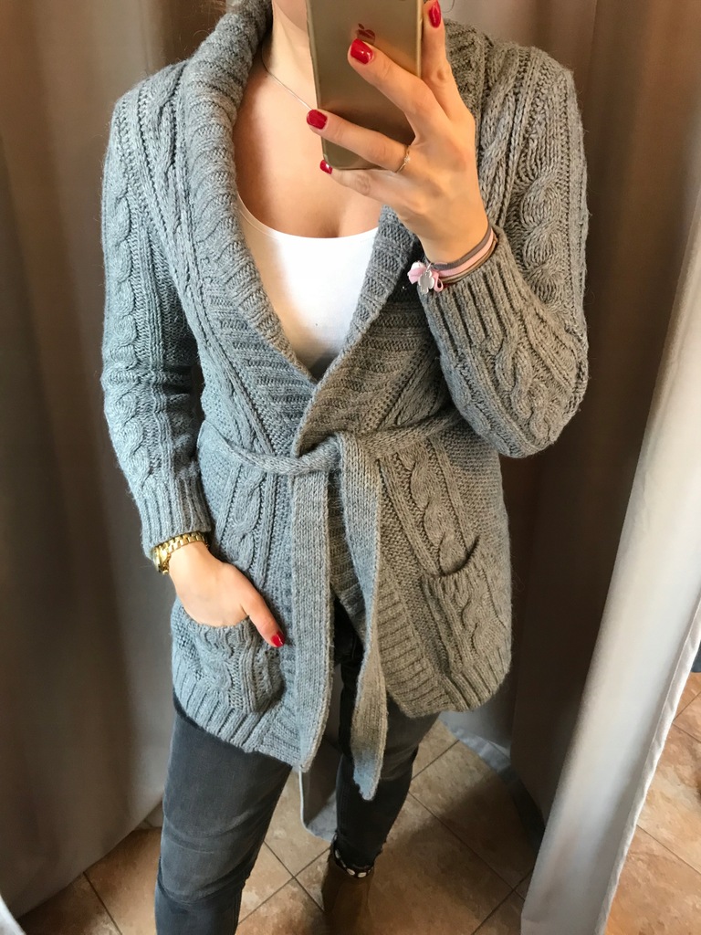ZARA KNIT SZARY SWETER KARDIGAN KASIA TUSK ROZ.M