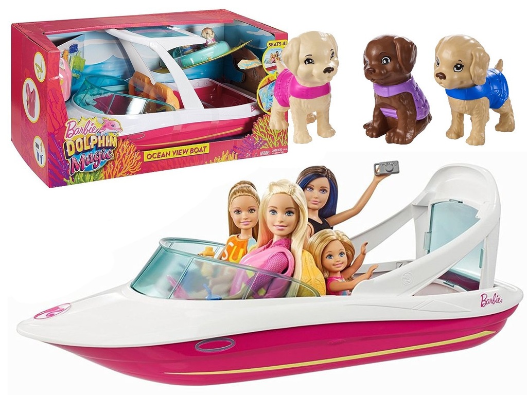 BARBIE JACHT WAKACYJNY łódka MOTORÓWKA+AKCESORIA