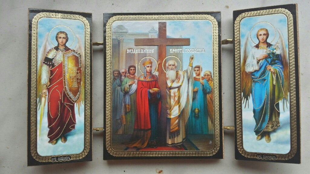 IKONA stojąca Podwyższenie Krzyża i św Helena