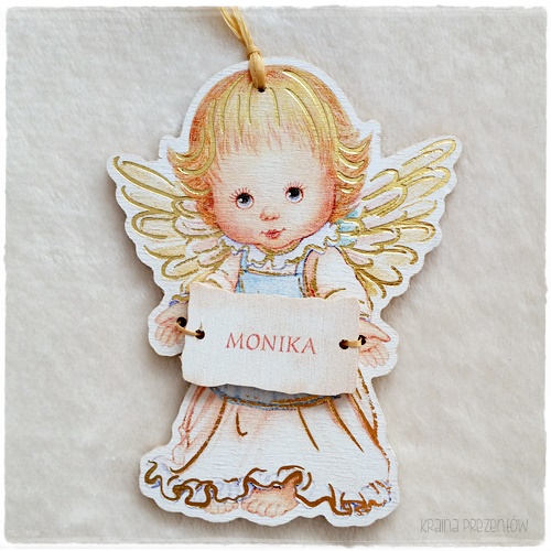 DREWNIANY ANIOŁEK Z IMIENIEM MONIKA NOWY 1 szt.!