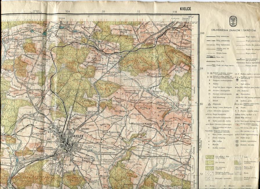 KIELCE : CHĘCINY  ::  mapa wojskowa WIG 1939