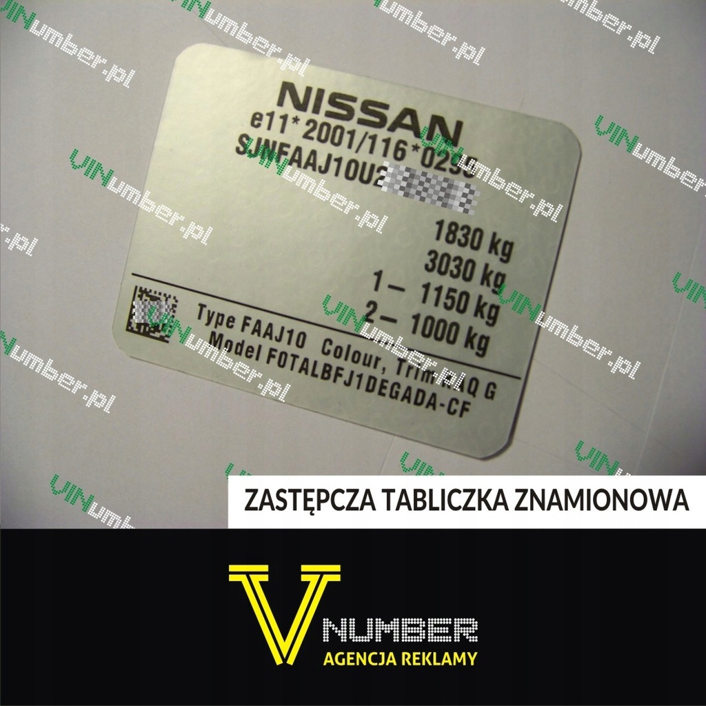 Tabliczka naklejka znamionowa Nissan Micra K12 7468295142 oficjalne