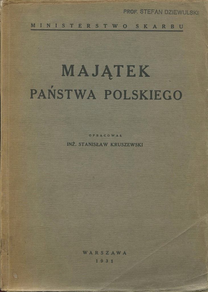 MAJĄTEK PAŃSTWA POLSKIEGO 1931 nieruchomości skarb