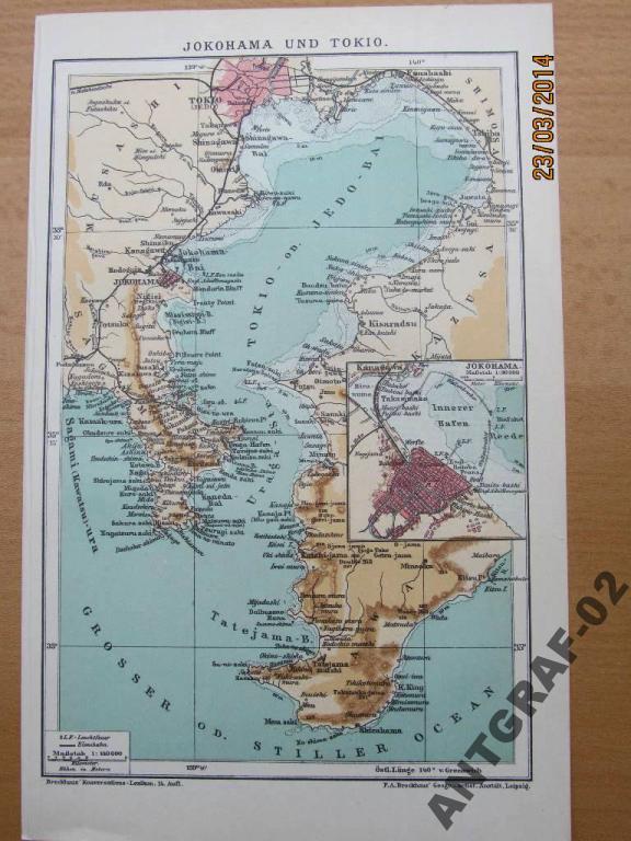 JOKOHAMA TOKIO JAPONIA stara mapa 1904 r.