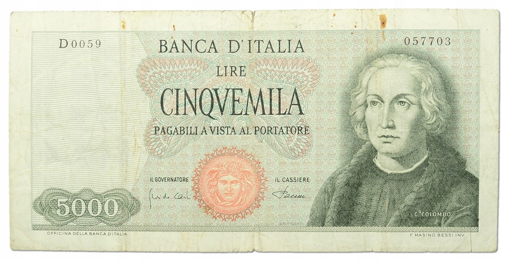18.Włochy, 5 000 Lirów 1968 rzadki, P.98.b, St.3-
