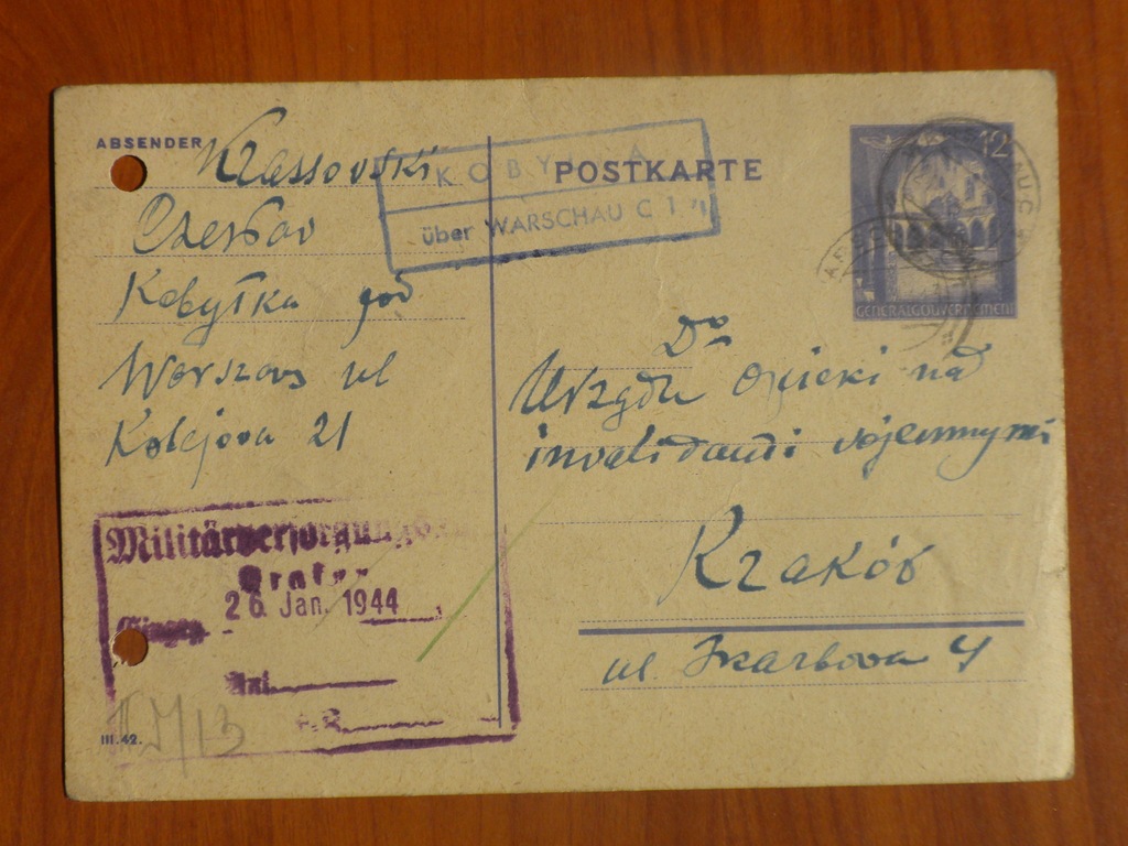 GG stempel  agencji pocz. Kobylka uber Warschau
