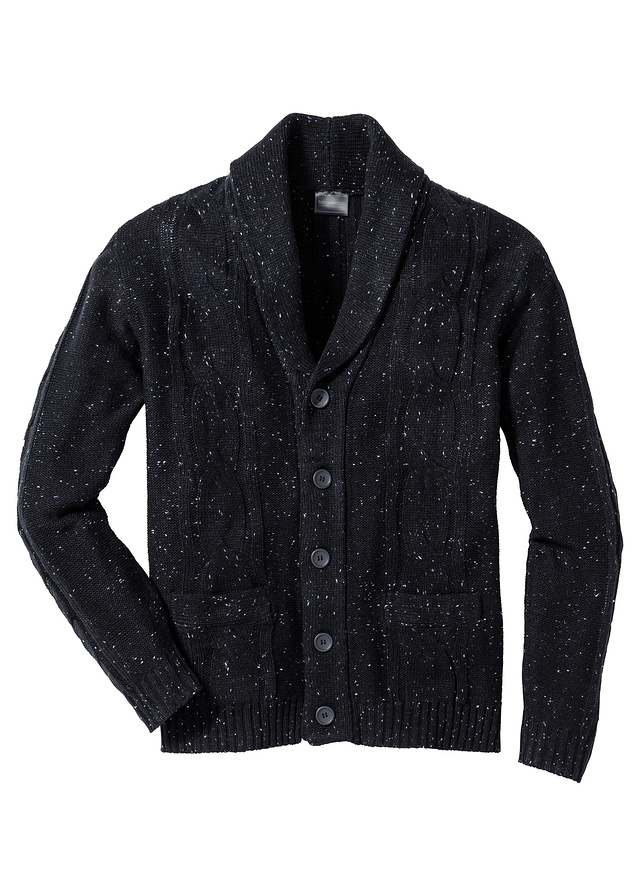 Sweter rozpinany z szalowym szary 52/54 (L) 949430