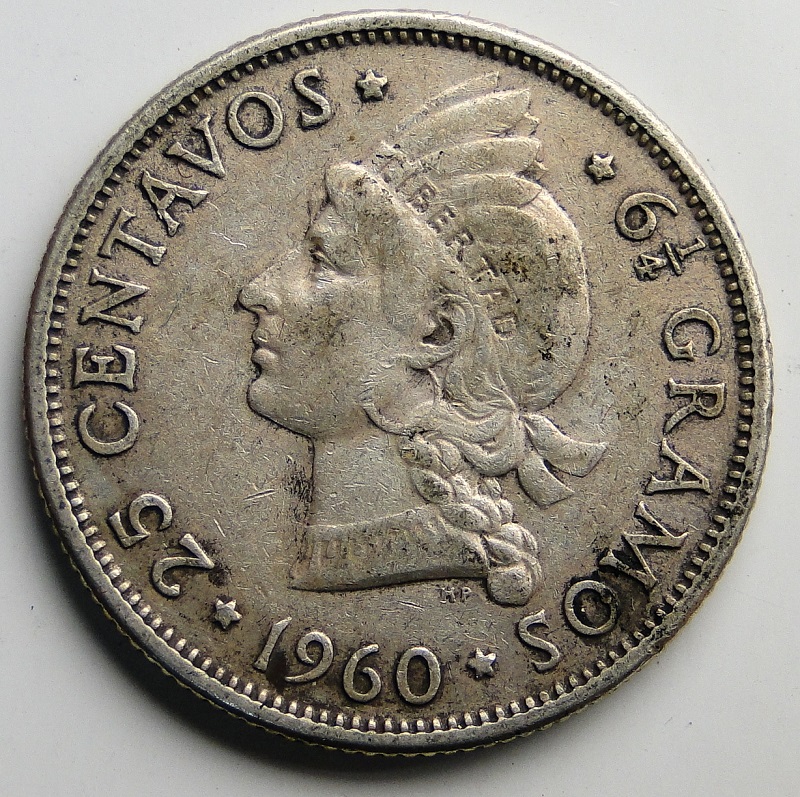 1960 Republika Dominikańska 25 centavos srebro