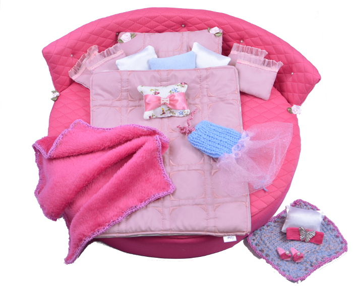 ŁÓŻKO DLA LALEK Barbie OKRĄGŁE HANDMADE Artifi