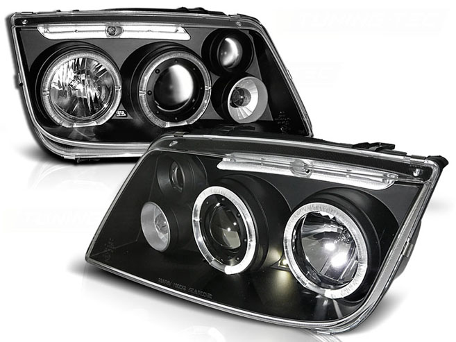 Lampy przód Reflektory VW BORA BLACK LED Angel Eye