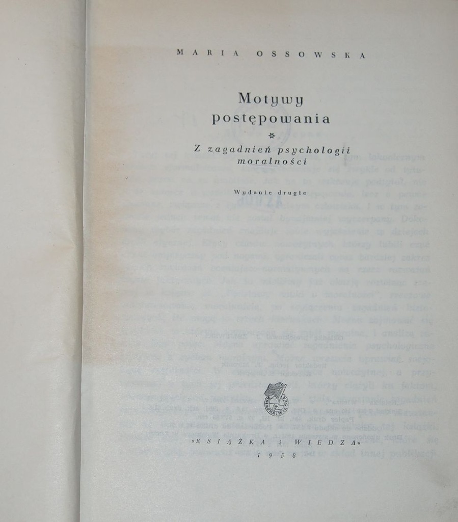 Maria Ossowska - MOTYWY POSTĘPOWANIA.