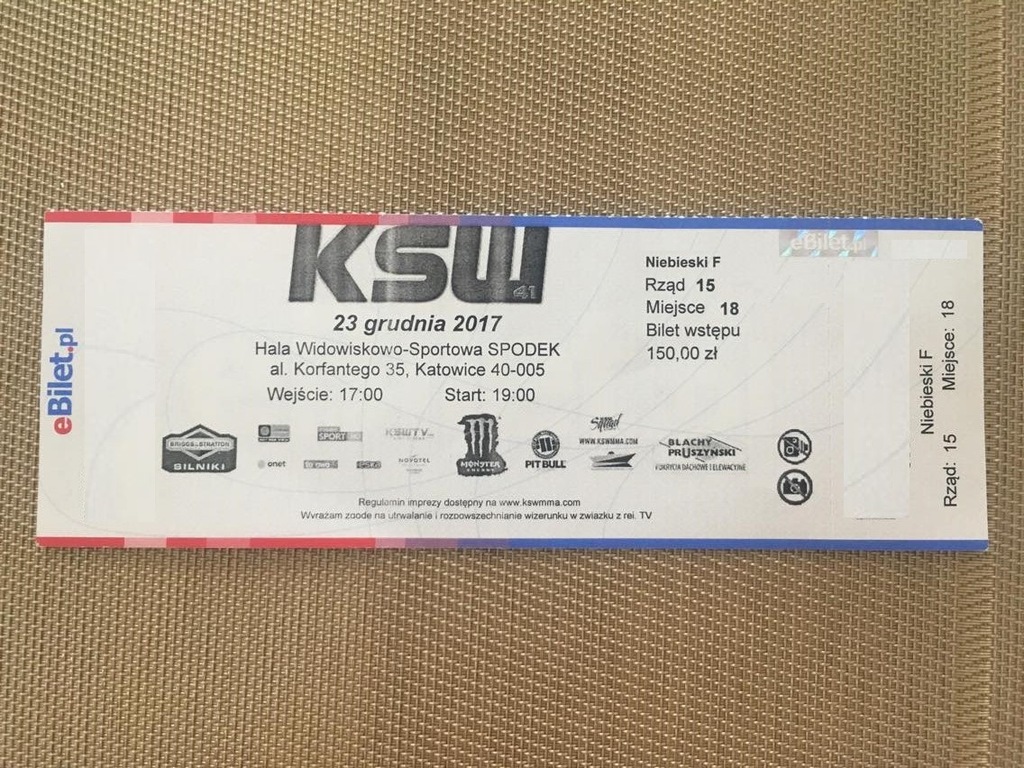 KSW 41, MMA, Spodek Katowice sektor F, 1 bilet