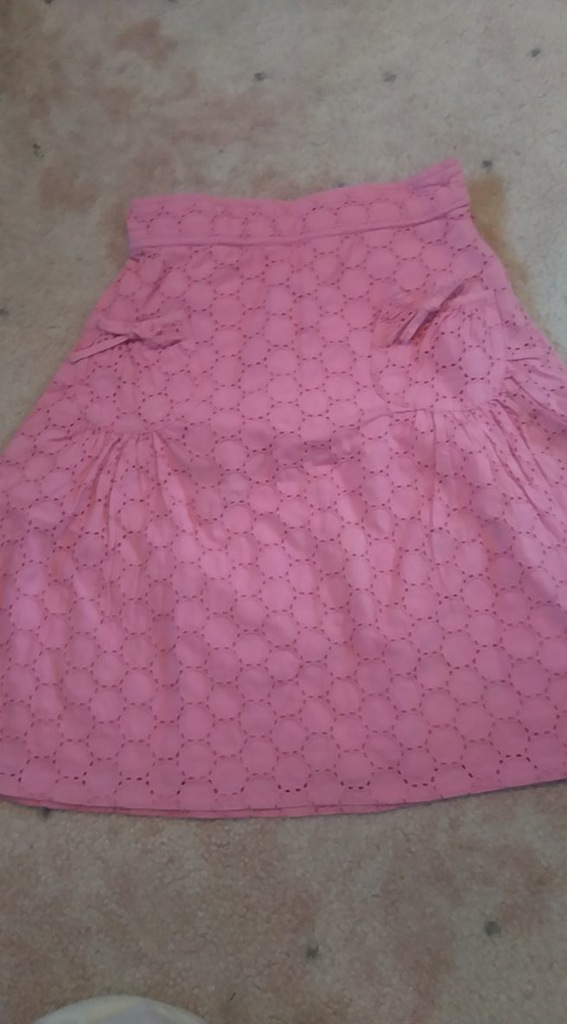 Spódnica materiałowa  z koronką różowa 6-8 lat