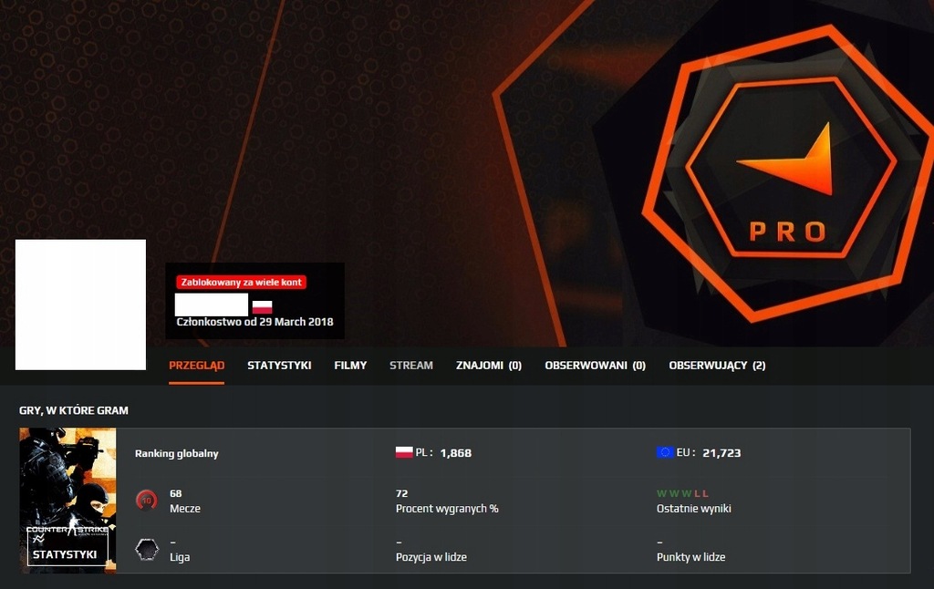 KONTO CSGO + 10 LVL FACEIT BAN + ESEA