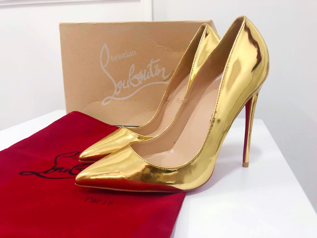 szpilki CHRISTIAN LOUBOUTIN złote lustrzane 39