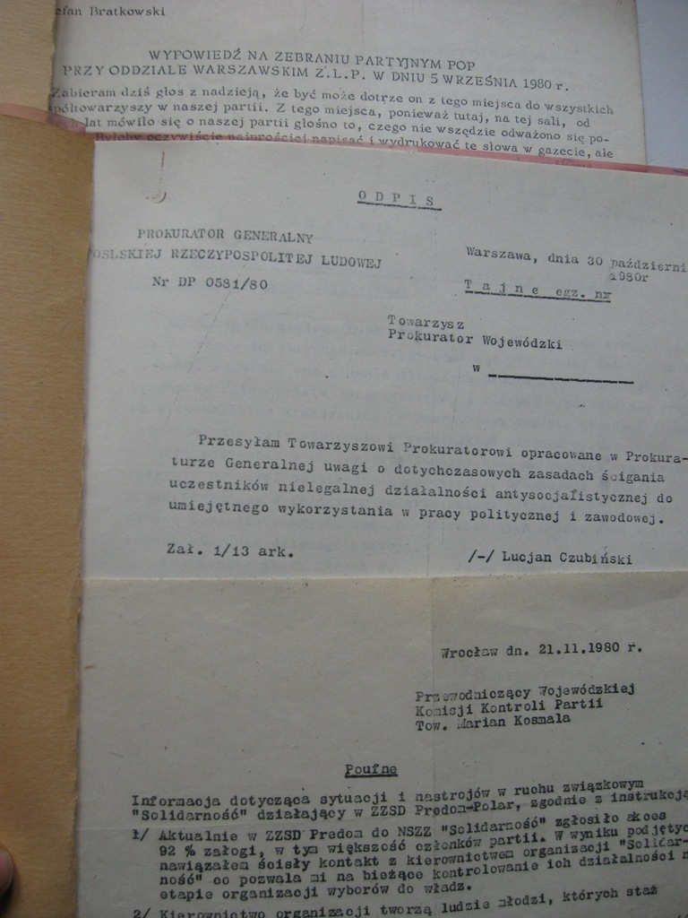 PRL PZPR Tajne instrukcje wobec opozycji 1980