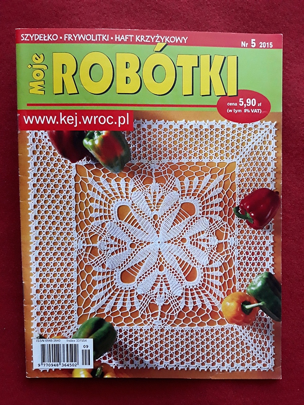Moje Robótki nr 5/2015 frywolitki haft krzyżykowy
