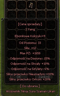 Metin2  Tortuga  EBONITOWE KOLCZYKI+9 10 DT 10 ST