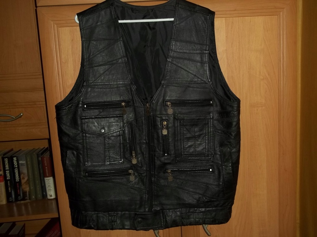 KAMIZELKA SKÓRZANA ELAZAR LEATHER KIESZENIE___L/XL