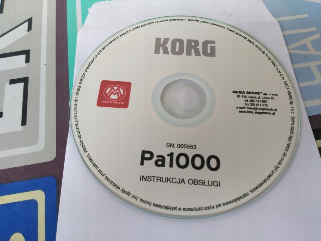 INSTRUKCJA OBSŁUGI - Korg Pa1000 - ORYGINAŁ PL -CD