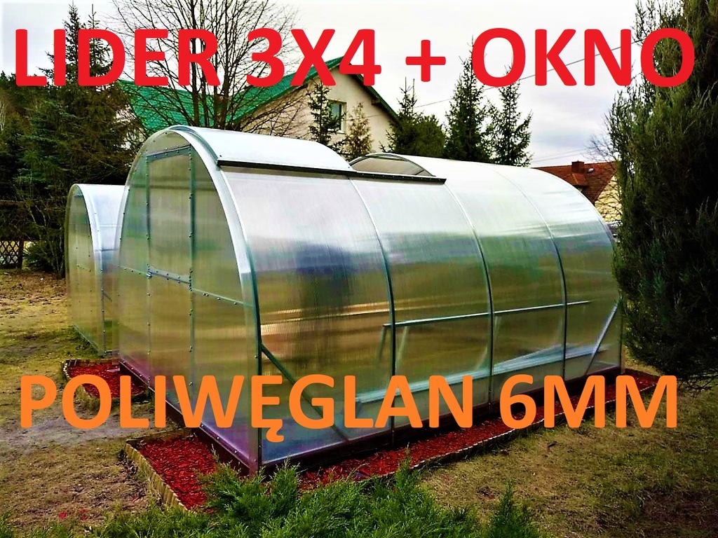 Szklarnia poliwęglanowa Z OKNEM Lider 3x4 6mm