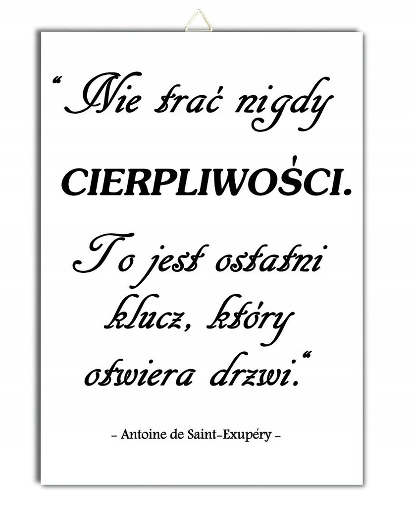 Tabliczka cytat napis motto CIERPLIWOŚĆ zawieszka