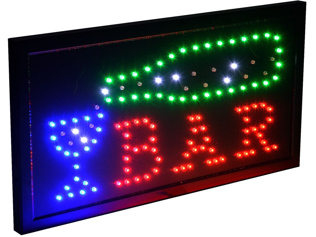 TABLICA LED NEON PANEL REKLAMA OTWARTE BAR OPEN