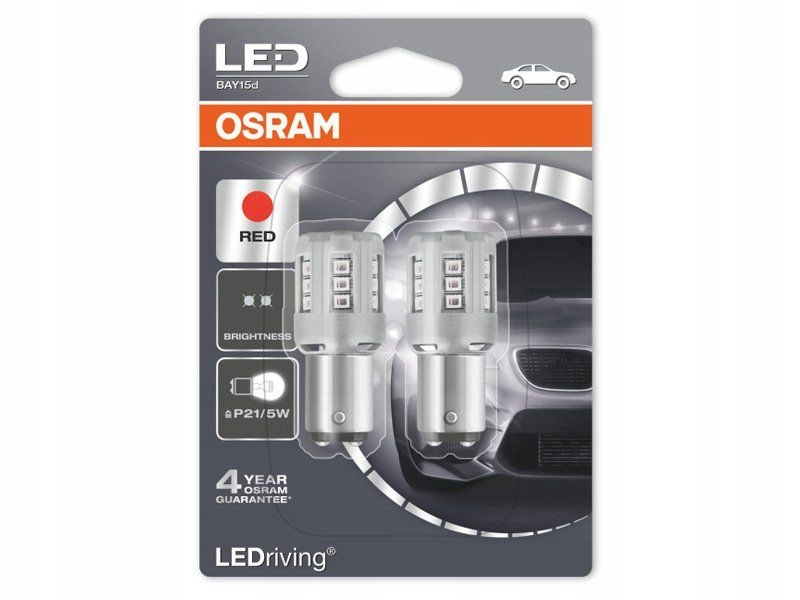 Osram LEDriving Red LED P21/5W BAY15d 12V 2/0.4W