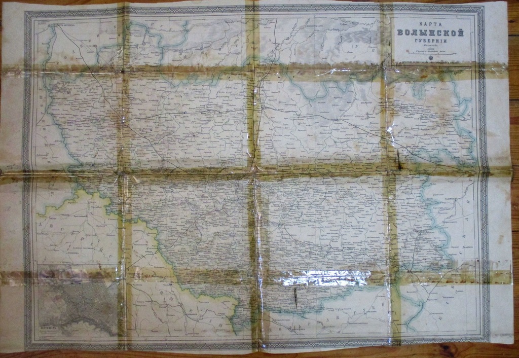 Mapa Gubernia Wołyńska, WOŁYŃ sprzed 1887 r. 86x60