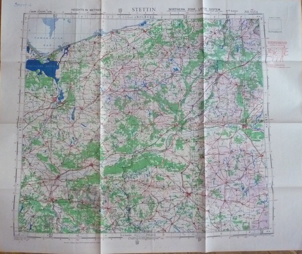 Szczecin i okolce.- mapa 1:500.000 RAF II wojna