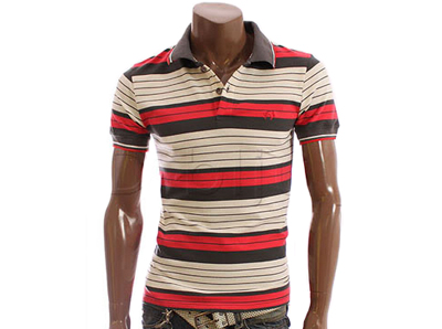 Męska Koszulka Bluzka T-Shirt Polo W Paski XXL
